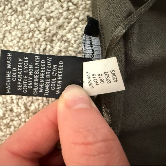 INC Olive Green Fringe Front Knit Long Sleeve Cardigan Sweater Size S Western - Picture 7 of 9